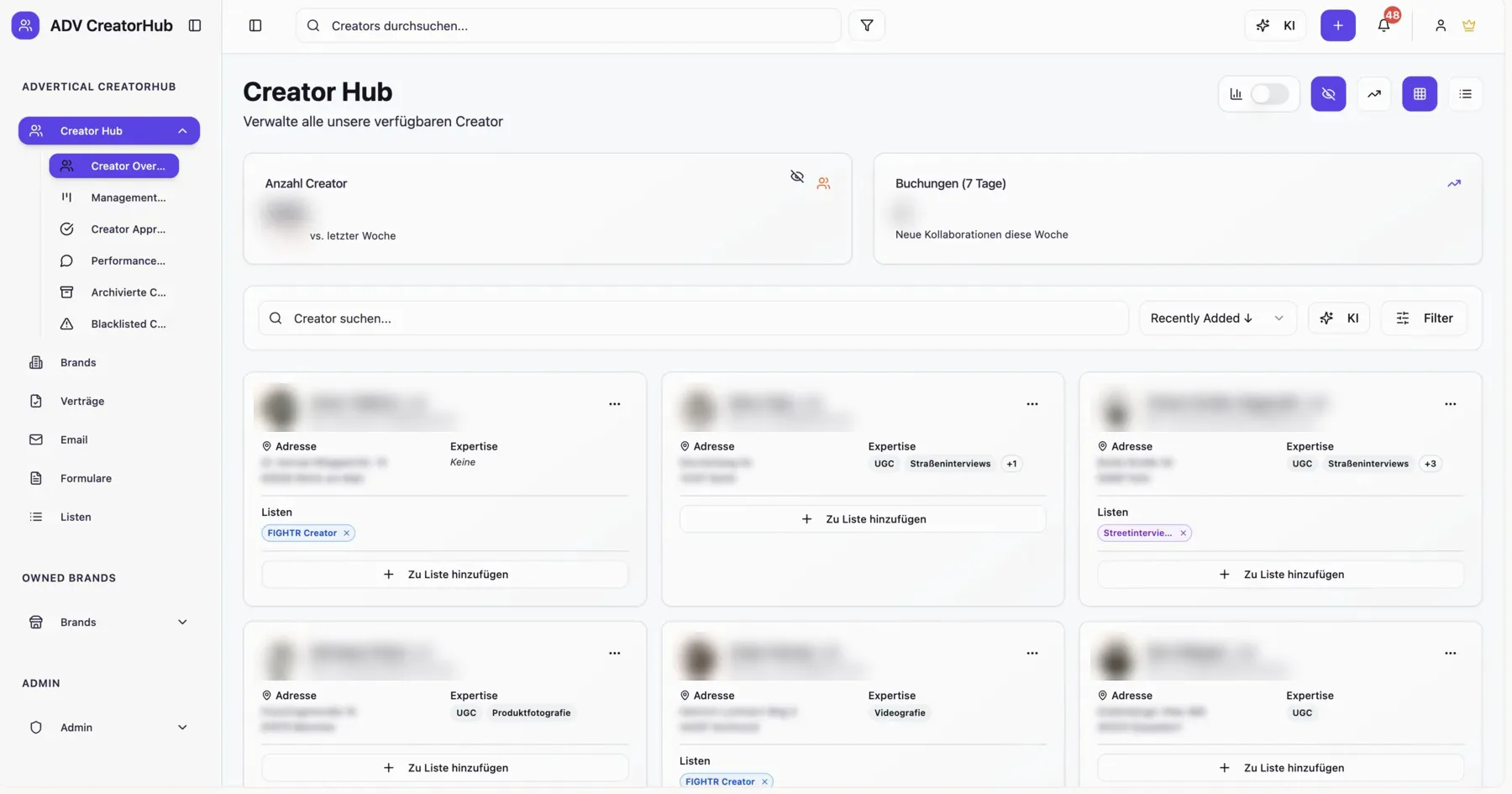 Einblick in die Creator-Software von Advertical